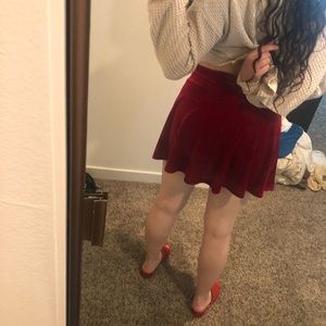 REd velvet mini skirt